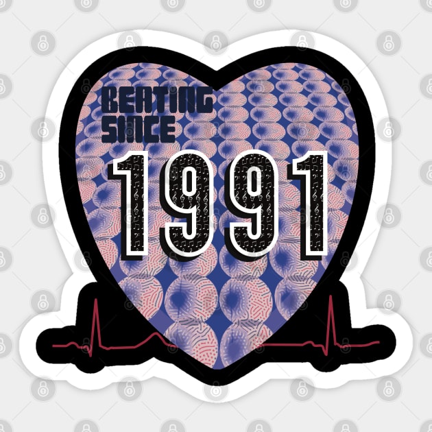 1991 — Heart Beating Since Sticker by KateVanFloof
